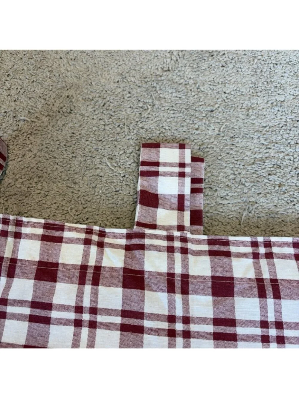 VTG Croscill Tab Top Curtain Panels Burgundy Check Plaid 40X56